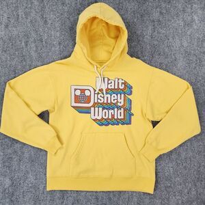 Walt Disney World Hoodie Adult Small Yellow Retro 70s Long Sleeve Sweatshirt
